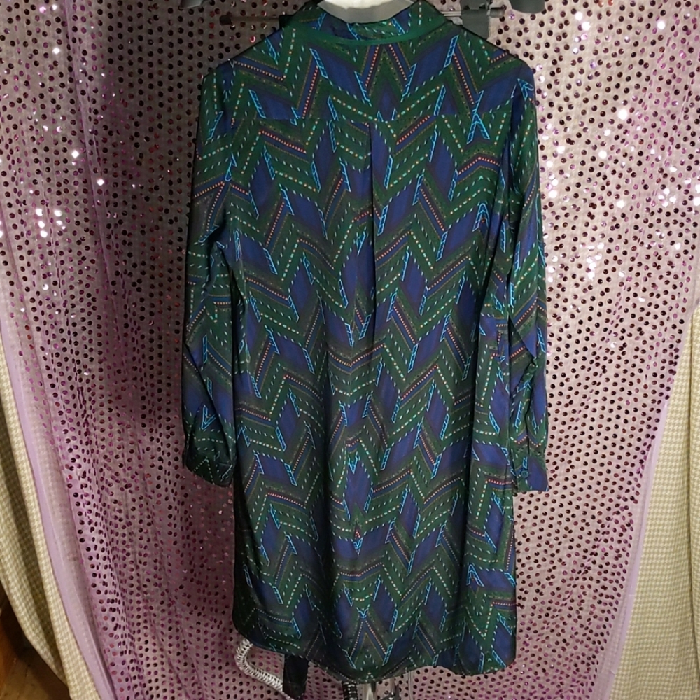 Long sleeve printed shirt dress with matching belt - Picture 4 of 4